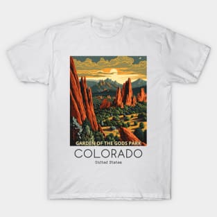 A Vintage Travel Illustration of the Garden of the Gods Park - Colorado - US T-Shirt